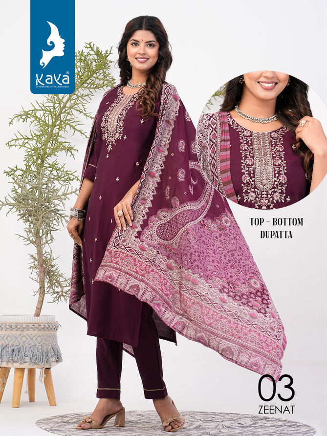 Zeenat By Kaya Roman Silk Kurti With Bottom Dupatta Wholesale Shop In Surat